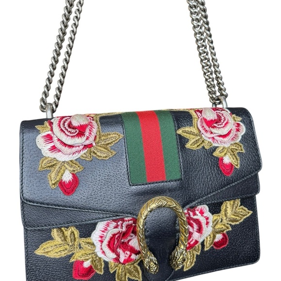 Gucci Floral Embroidered Black Leather Limited - Picture 5 of 5